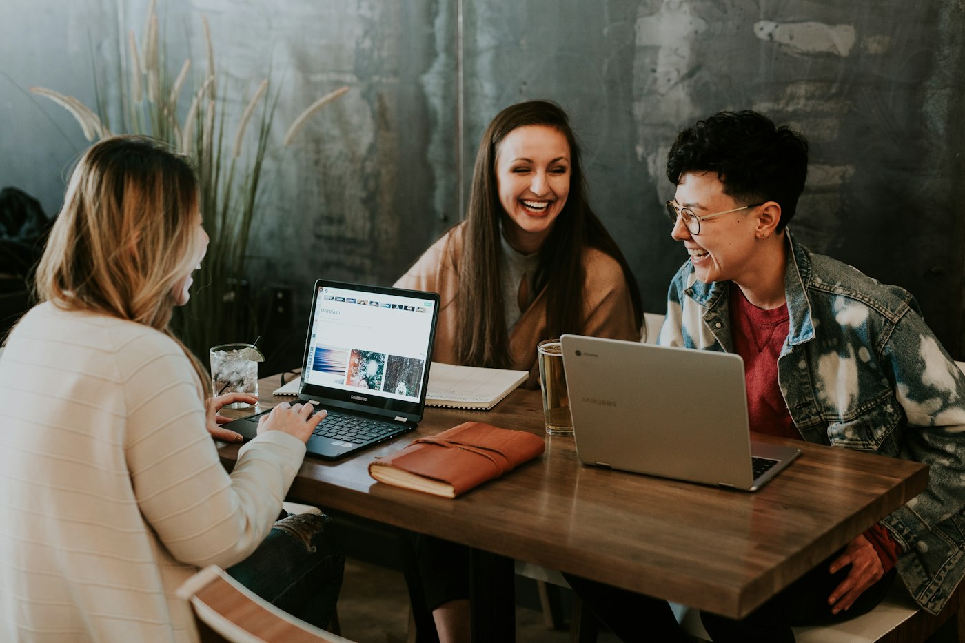 Teens studying together at a table